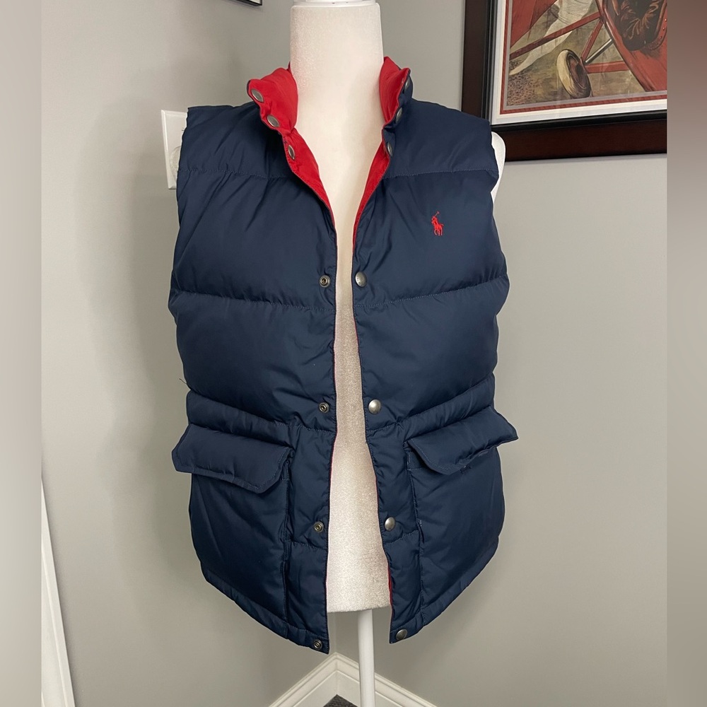 Reversible Polo Ralph Lauren vest Size Large (14-16) Red Blue Puffer Down
